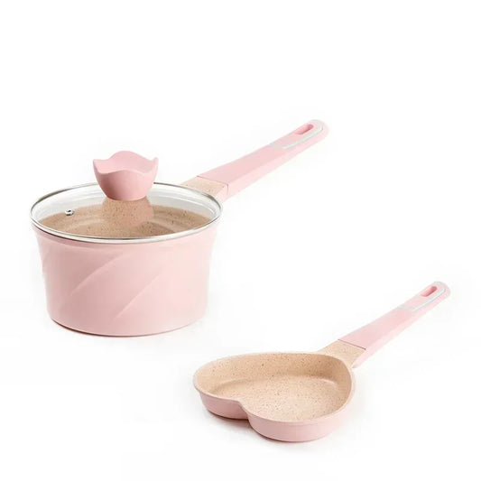 Baby Side Non-stick Cookware, Pink Love Egg Frying Pan for Kitchen, Mini Cooking Pot for Home Use, Cute and Efficient