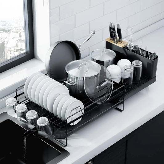 Large Dish Drying Rack - Extendable Dish Rack, Multifunctional Dish Rack for Kitchen Counter, Anti-Rust Drying Dish Rack